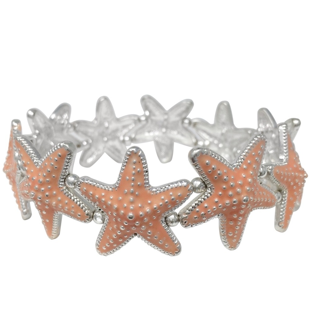 Peach Color Starfish Beach Theme Stretch Bracelet
